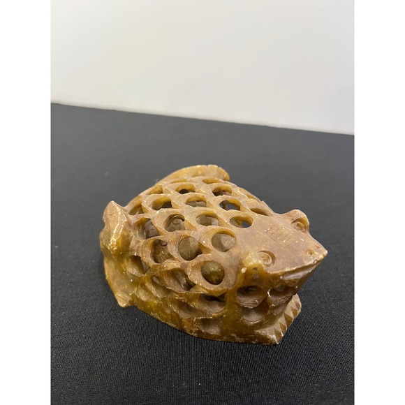 Other - Vintage Hand Carved Soapstone Reticulated Frog Figurine Made in India 3.5 Inch